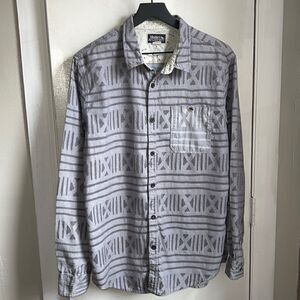 MODERN AMUSEMENT Light Grey Geometric Print Flannel Shirt-L